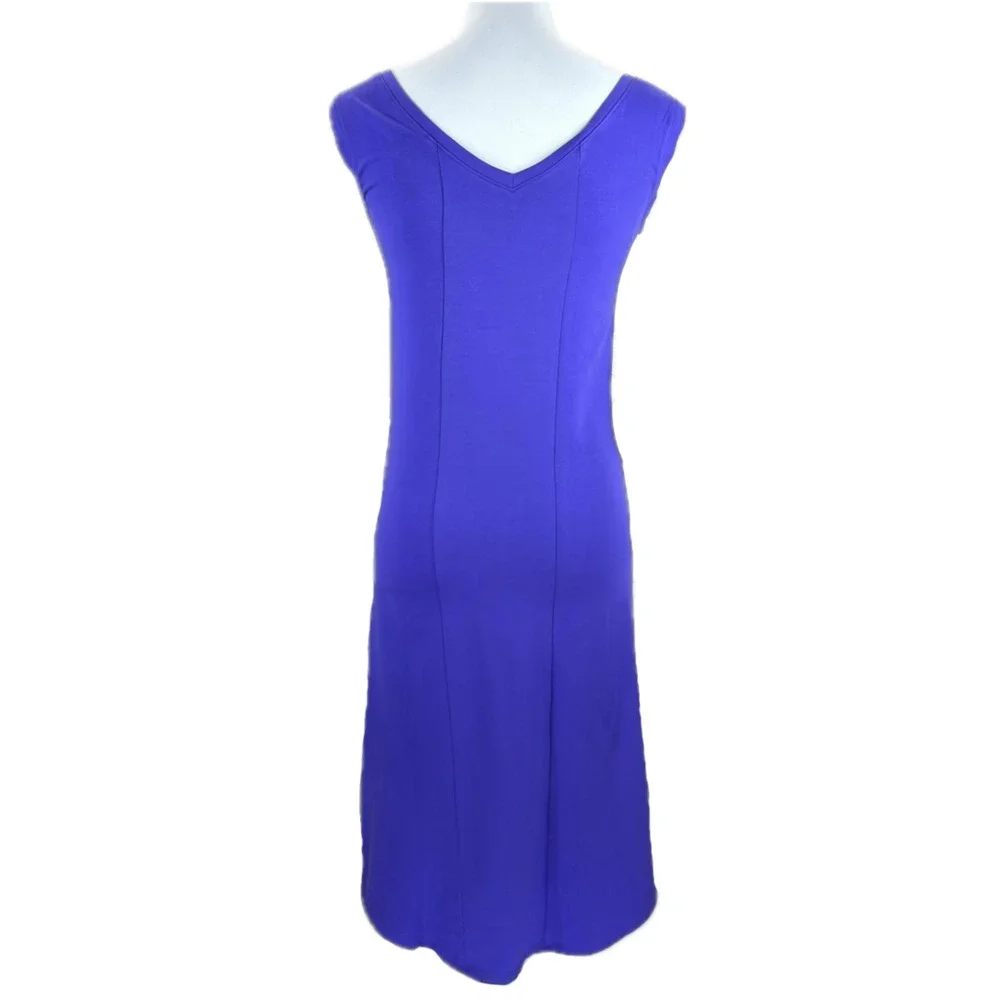 Maggie’s Organics Purple Sleeveless V-Neck Panel Dress M Organic Cotton Casual - Picture 2 of 10